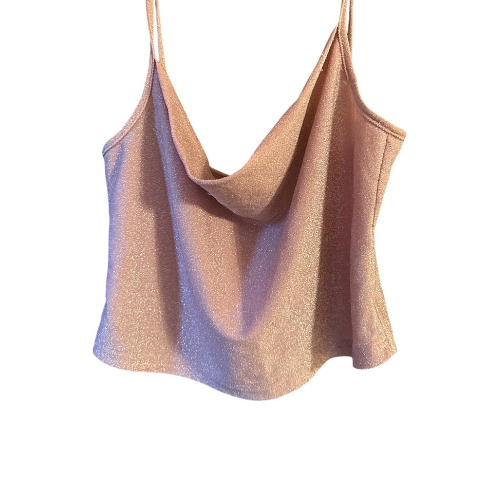 SHEIN Pink Glitter Cowl Neck Camisole
